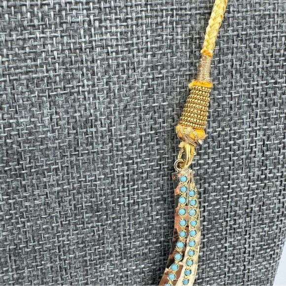 Gold Plated Blue Stone Beaded Rajasthani Kundan Bridal Necklace - Picture 5 of 13